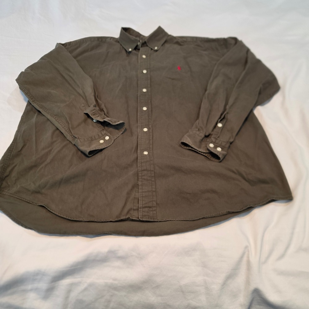 Ralph Lauren Blake Button Down Mens XXL Olive Green Excellent Long Sleeve Cotton